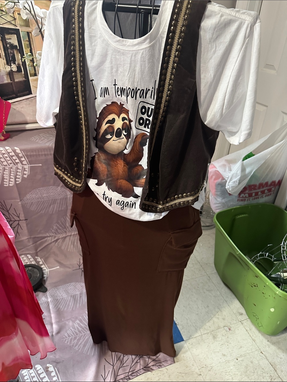 Brown Maxi Skirt for Women - Casual Everyday Style vest -shirt